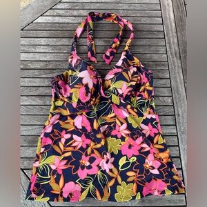 Land’s End Vibrant Floral Tropical Swim Top Size 8